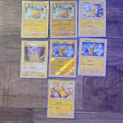 Pokemon Pikachu Card Lot 7 Basic Regular Holo English 2016 2019 2020 - Image 1