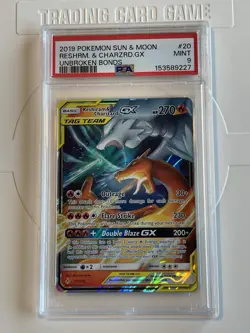 Reshiram and Charizard GX Tag Team Set Unbroken Bonds Card 20/214 PSA 9 Mint - Image 1