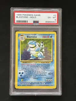 Pokemon Base Set Blastoise Holo Rare 2/102 PSA 6 1999 English - Image 1