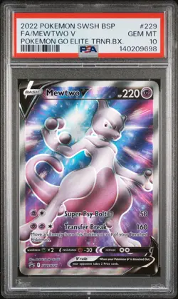 2022 POKEMON SWSH BLACK STAR PROMO #229 FULL ART/MEWTWO V PSA 10 - Image 1
