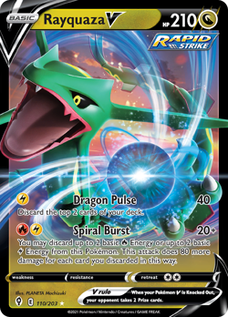 RAYQUAZA V 110/203 V RARE EVOLVING SKIES POKEMON NEAR MINT - Image 1