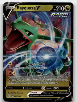 RAYQUAZA V 110/203 V RARE EVOLVING SKIES POKEMON NEAR MINT - Image 2