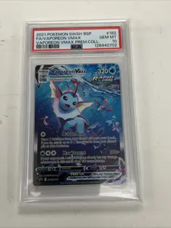 Pokemon Vaporeon VMAX SWSH182 Black Star Promo Holo Full Art PSA 10 - Image 1
