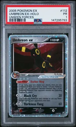 Pokemon Umbreon EX Holo Rare Unseen Forces 2005 112/115 PSA 1 - Image 1