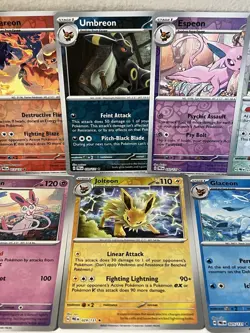 Eevee Evolutions Reverse Holo Prismatic Evolution 8 Card Lot - Image 3