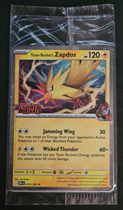 Team Rocket's Zapdos 70/182 - Pokemon Destined Rivals Stamped Asia Promo -Sealed - Image 1