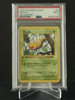 Pokemon TCG Weedle Base Set 69/102 Regular 1st Edition PSA 9 Common - Image 1