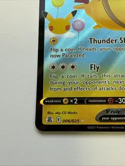 Flying Pikachu V 006/025 Celebrations 25th Anniversary Full Art Pokemon - Image 2