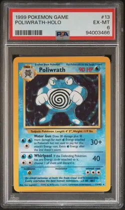 Pokemon TCG Poliwrath Base Set 13/102 Holo Unlimited Holo Rare PSA 6 - Image 1