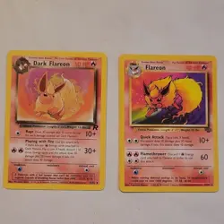 2 Pack Pokemon TCG Dark Flareon & Flareon Team Rocket Jungle Lot Vintage 1999 - Image 1