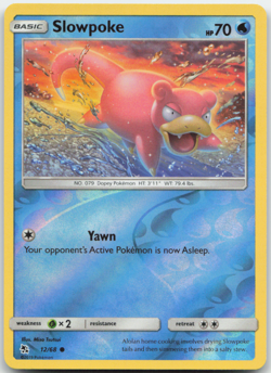 Slowpoke 12/68 Reverse Holo Hidden Fates Pokemon Card - NM - Image 1