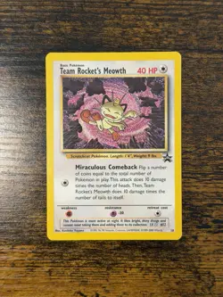 Team Rocket’s Meowth #18 Black Star Promo WOTC 2000 Pokemon Card LP+ - Image 1