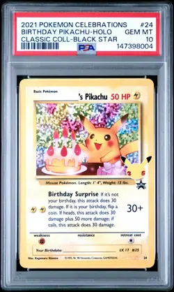 2021 POKEMON CELEBRATIONS CLASSIC COLLECTION #24 BIRTHDAY PIKACHU-HOLO PSA 10 - Image 1