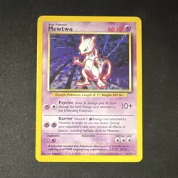 Pokemon Mewtwo 10/102 Base Set Holo Error Unlimited Rare FREE SHIPPING - Image 1