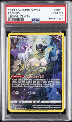 2023 POKEMON SWORD & SHIELD CROWN ZENITH #GG10 FULL ART/MEW PSA 10 - Image 1