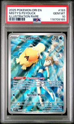 2025 POKEMON DRI EN-DESTINED RIVALS ILLUSTRATION RARE MISTY'S PSYDUCK PSA 10 - Image 1