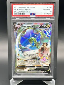 2021 Pokemon SWSH Evolving Skies Rayquaza v Alt Art #194/203 PSA 10 Gem Mint - Image 1