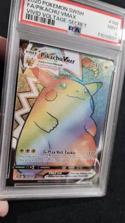 Pokemon 2020 SWSH FA/ PIKACHU VMAX Vivid Voltage Secret Rare #188/185 PSA 9 MINT - Image 3