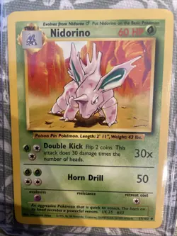 Pokemon TCG Nidorino Base Set Card 37/102 Near Mint NM Condition - Image 1