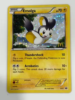 Pokemon Card Emolga 6/12 McDonald's Collection 2012 Holo Promo - FREE SHIPPING - Image 1