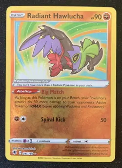 Radiant Hawlucha 081/189 Astral Radiance Ultra Rare Holo Pokemon TCG Card NM - Image 1