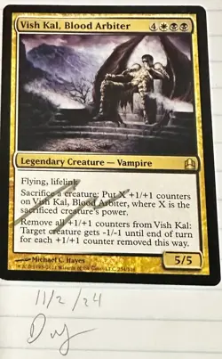 VISH KAL, BLOOD ARBITER MTG Commander 2011 1 Rare Signed - Image 1