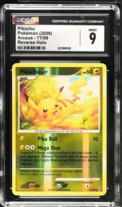 CGC 9 MINT Pikachu 71/99 Reverse Holo Arceus Pokemon Card - Image 1