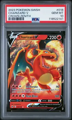 2023 POKEMON SWORD & SHIELD CROWN ZENITH #018 CHARIZARD V PSA 10 - Image 1