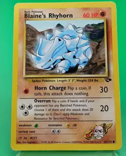 Pokemon TCG Blaine's Rhyhorn 65/132 Gym Challenge Regular MP - Image 1