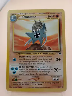Pokemon Neo Discovery #43/75 Omastar Moderately Played - Image 1