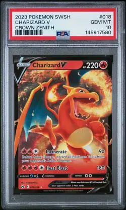2023 POKEMON SWORD & SHIELD CROWN ZENITH #018 CHARIZARD V PSA 10 - Image 1