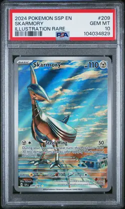 2024 POKEMON SSP EN-SURGING SPARKS ILLUSTRATION RARE #209 SKARMORY PSA 10 - Image 1