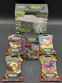 Pokemon Mega Evolution Perfect Order Bundle ETB, Booster Bundle, 4 Sleeved Packs - Image 1