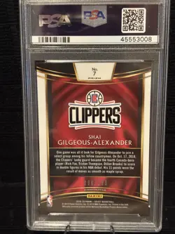 2018 Select Shai Gilgeous-Alexander Light Blue Prizm #7 PSA 10 GEM MT RC * #/299 - Image 2