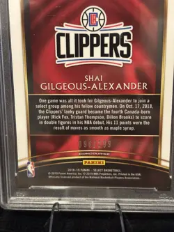 2018 Select Shai Gilgeous-Alexander Light Blue Prizm #7 PSA 10 GEM MT RC * #/299 - Image 3