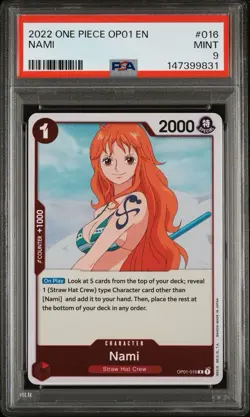 2022 ONE PIECE OP01-ROMANCE DAWN PRE ERRATA 016 NAMI PSA 9 MINT - Image 1
