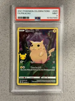 2021 POKEMON CELEBRATIONS #005 FULL ART/PIKACHU PSA 9 New Cert - Image 1