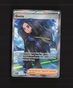 Geeta 218/197 Obsidian Flames Full Art Ultra Rare Holo Pokemon Card LP+ - Image 1