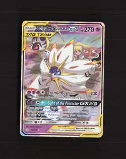 Solgaleo & Lunala GX 75/236 Sm-Cosmic Eclipse Ultra Rare Holo Pokemon Card DMG - Image 1