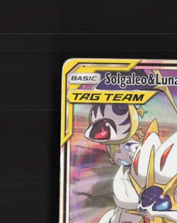 Solgaleo & Lunala GX 75/236 Sm-Cosmic Eclipse Ultra Rare Holo Pokemon Card DMG - Image 3