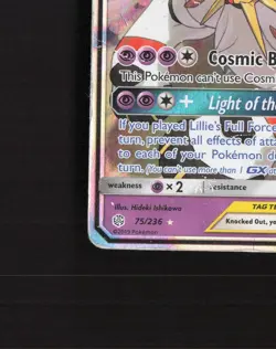 Solgaleo & Lunala GX 75/236 Sm-Cosmic Eclipse Ultra Rare Holo Pokemon Card DMG - Image 5