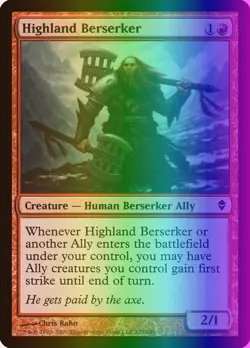 MTG Magic the Gathering Highland Berserker (132/280) Zendikar MP FOIL - Image 1