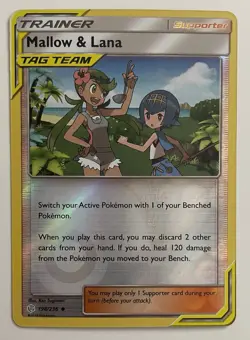 Mallow & Lana 198/236 Pokemon TCG SM Cosmic Eclipse Reverse Holo Tag Team LP - Image 1