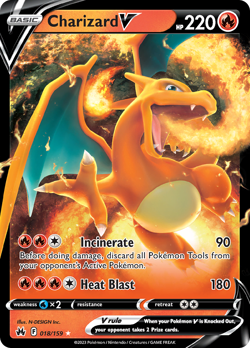 CHARIZARD V 018/159 V RARE CROWN ZENITH POKEMON NEAR MINT - Image 1