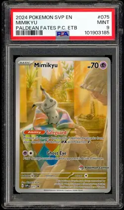 Mimikyu PSA 9 - 2024 Pokemon SV Black Star Promo #075 Paldean Fates PC ETB - Image 1