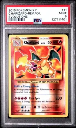 2016 Pokemon XY Evolutions Charizard Reverse Foil #11 PSA 9 - Image 1