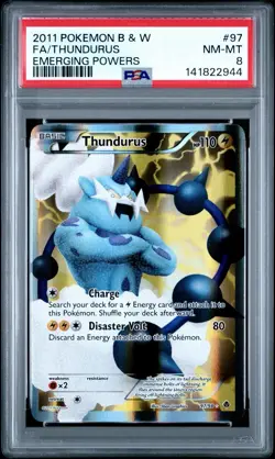 2011 Pokemon Black & White Thundurus Emerging Powers Full Art 97/98 PSA 8 MINT - Image 1