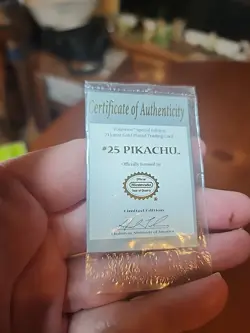 Certificate of Authenticity ONLY Pokemon 23k Gold-Plated Pikachu Sealed - Image 3