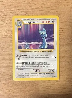 1999 Pokemon Shadowless Dragonair 18/102 MP - Image 1