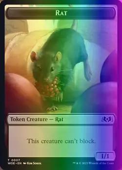 MTG Token - Rat // Food (12) (7/515) Wilds of Eldraine LP FOIL - Image 1